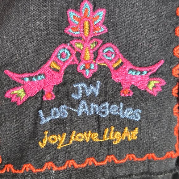 Johnny Was Size Medium Black Double Vneck Floral Embroidered Dress Sleeveless - Picture 12 of 16